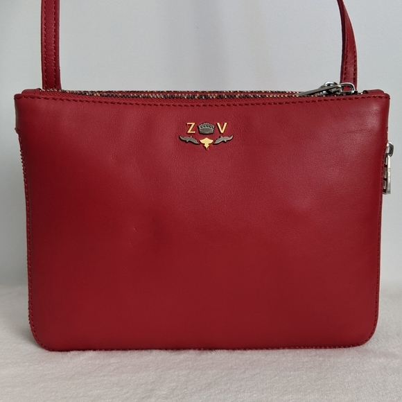 Zadig & Voltaire Red Leather Crossbody Shoulder Bag Multicolor Zipper NWT - Picture 2 of 16